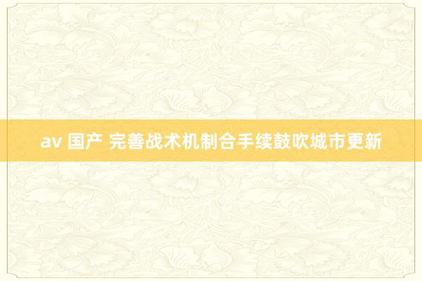 av 国产 完善战术机制合手续鼓吹城市更新